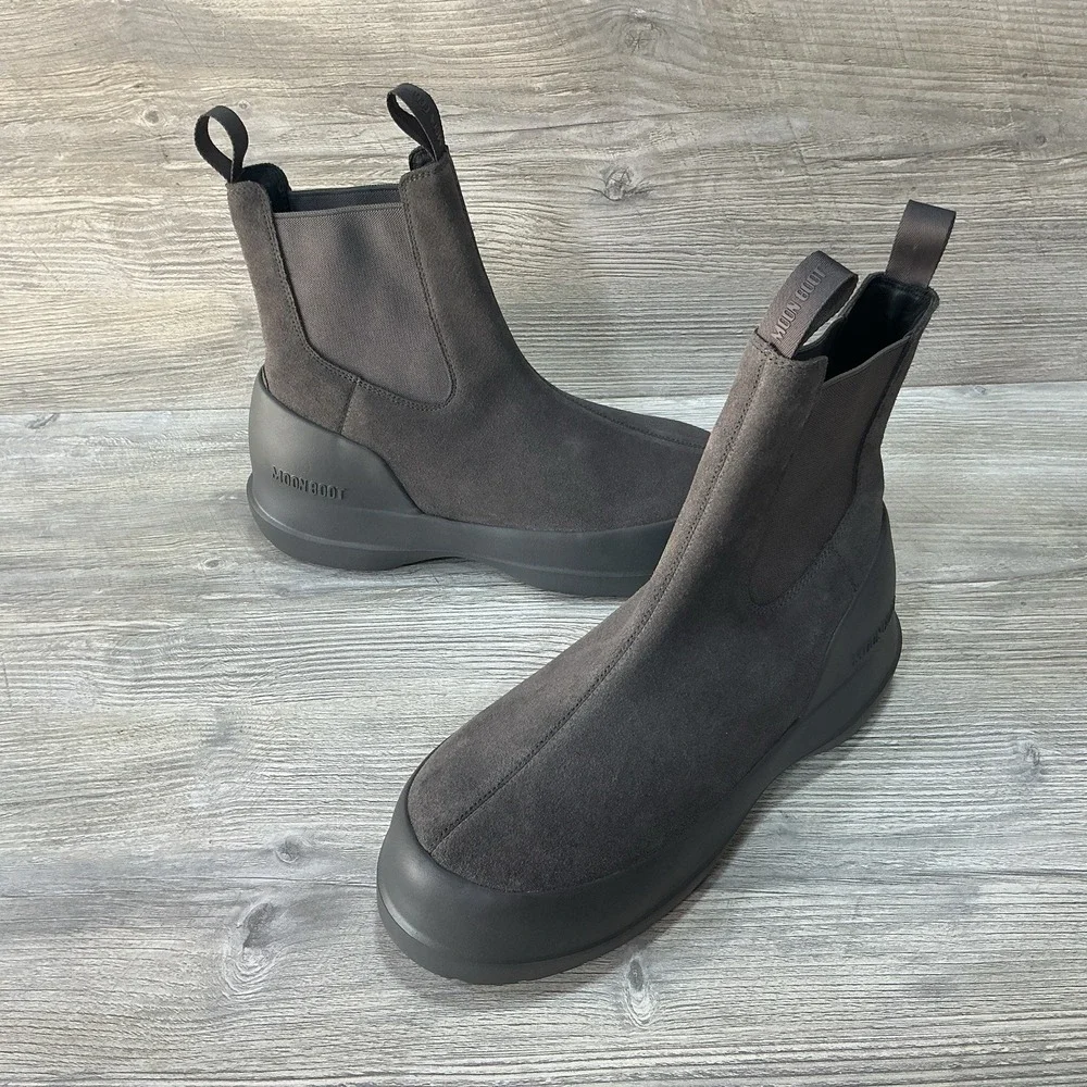 Moon Boot Luna Chelsea Anthracite Suede Mens Boot In Gray Size M 10 - 11L EU 43